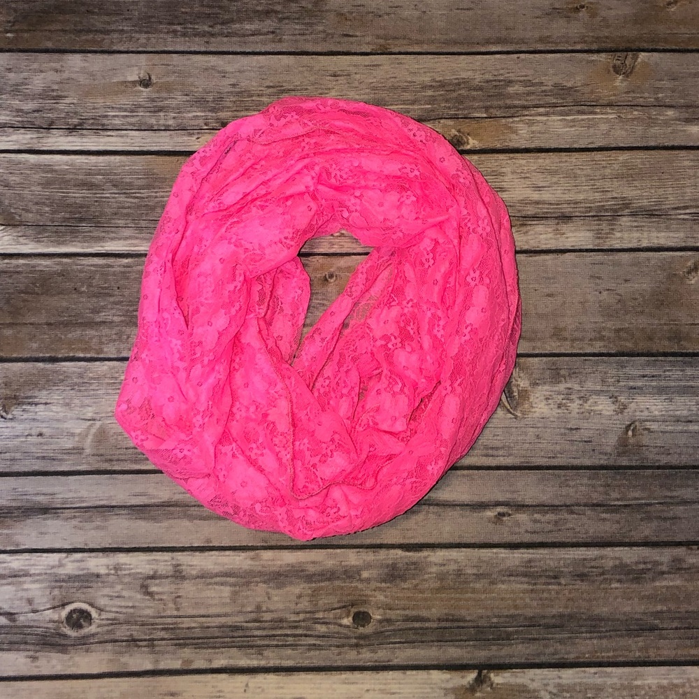 Hot Pink Lace Infinity Scarf